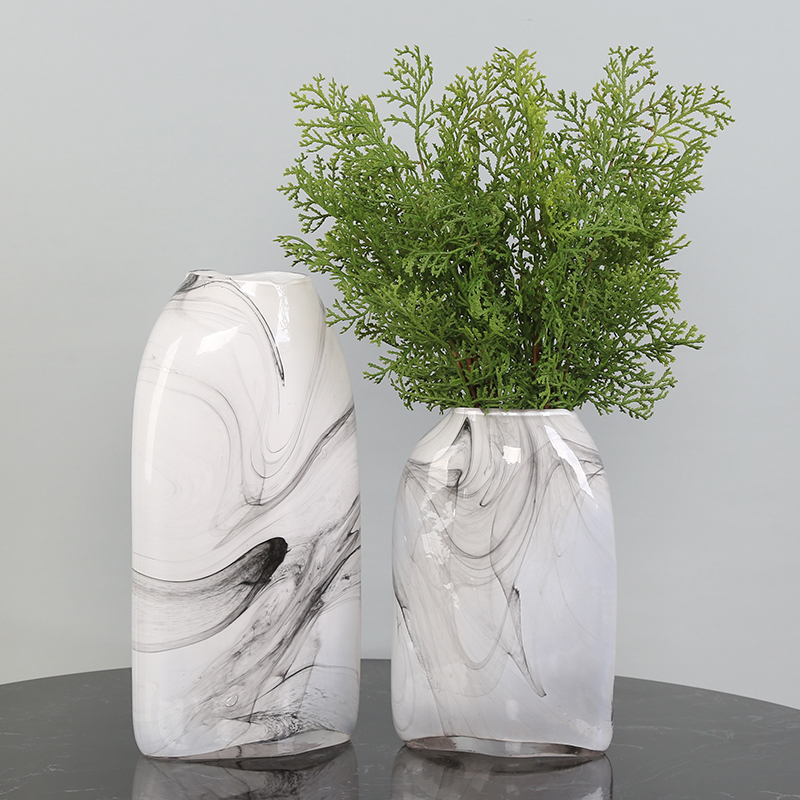 北欧创意水e墨画玻璃水培花瓶轻奢摆件现代简约客厅插花家居装饰图片