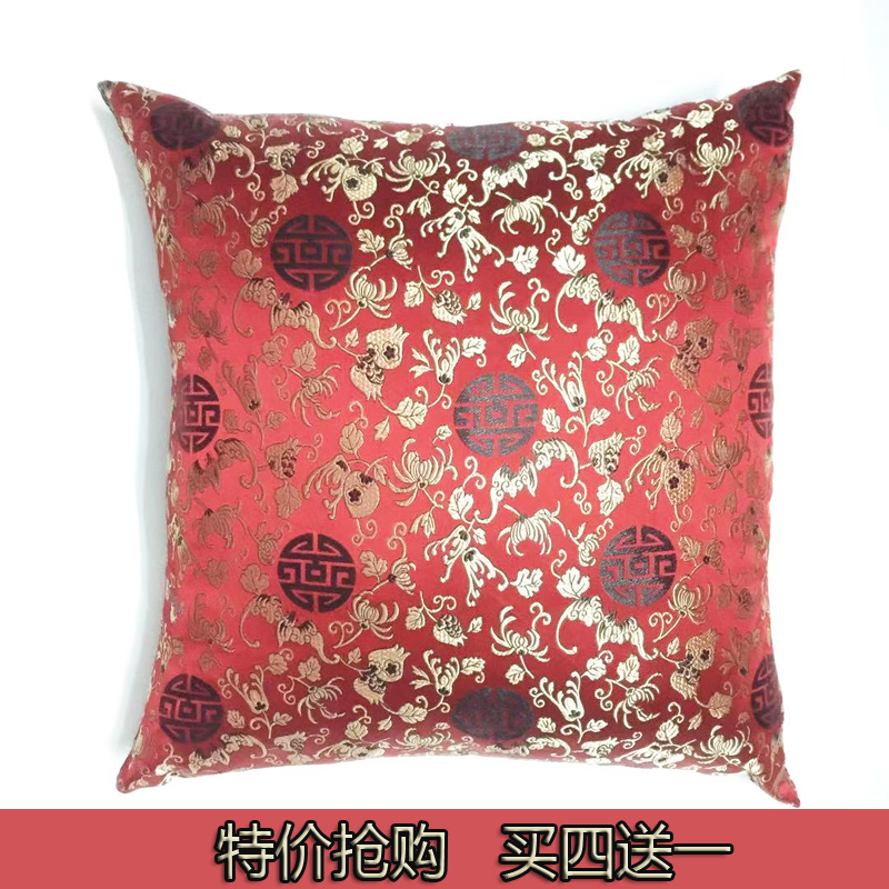 中式抱枕靠垫中国风红木r实木沙发腰枕高档明清古典绸缎扶手枕含