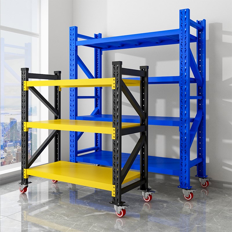 带轮子仓储货架多层置物架推车万向轮可移K动铁架子车间仓库展示