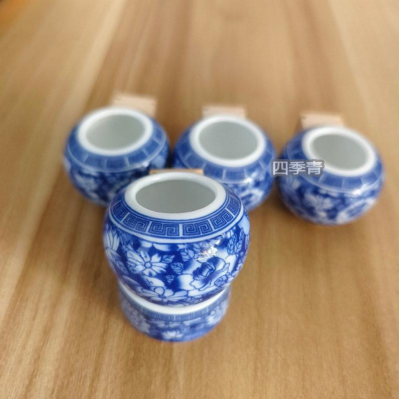 景德镇品玉轩万花绣眼/红子/贝子/柳莺/鸟食罐鸟杯鸟罐青花五件套