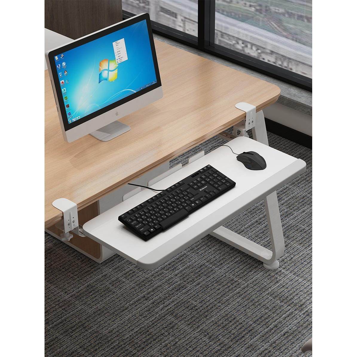 免打孔键盘托架电脑抽屉托架免安装桌面滑轨夹桌下支架鼠标收纳架,基础建材,导轨,淘宝优惠券,粉丝福利购,淘宝优惠卷