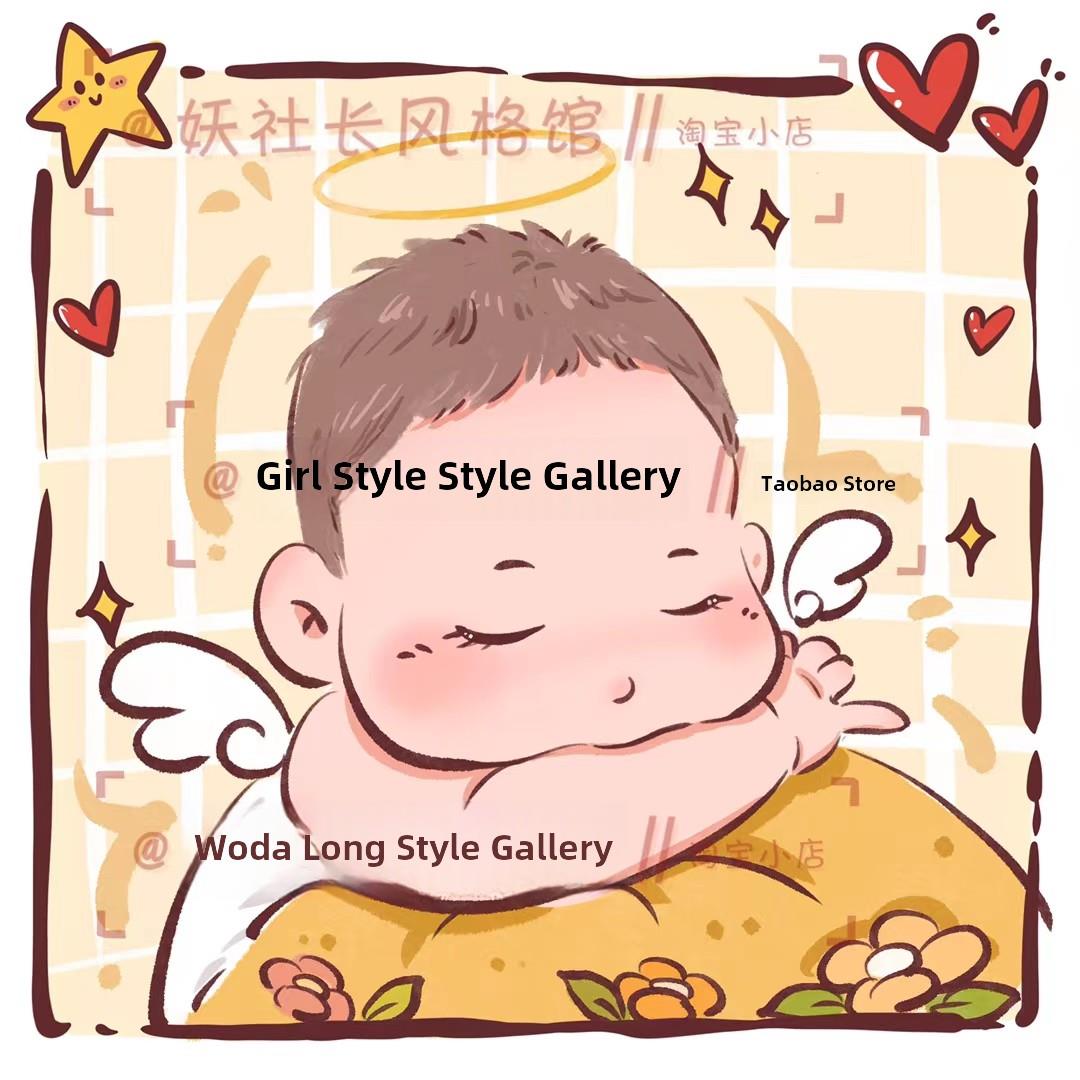 可爱宝宝头像 Q版卡通漫画全家福手绘照片设计 情侣生日礼物定制