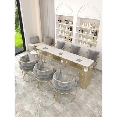 轻奢网红美甲桌带吸尘器大理石面美甲店桌椅套装顾客美甲凳沙发椅