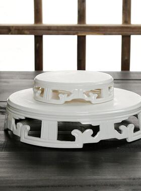 摆件底座花盆花瓶陶瓷香炉镂空石雕石头托盘增高盆景实木佛像莲花