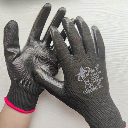 红宇N539丁晴劳保防护手套浸塑橡胶耐磨包邮透气发泡王干活24双