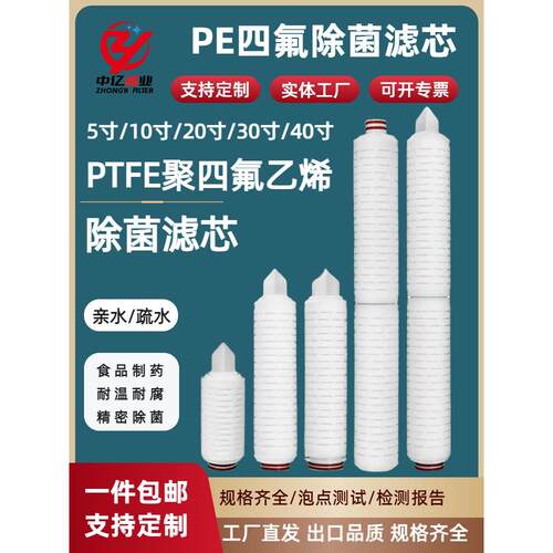 聚四氟乙烯PTFE折叠滤芯PES亲水疏水精密微孔耐高温精密除菌滤芯