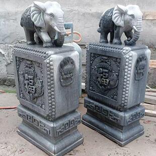 石鼓门墩抱鼓石大象家用镇宅石狮子貔貅青石仿古门当石墩石鼓摆件