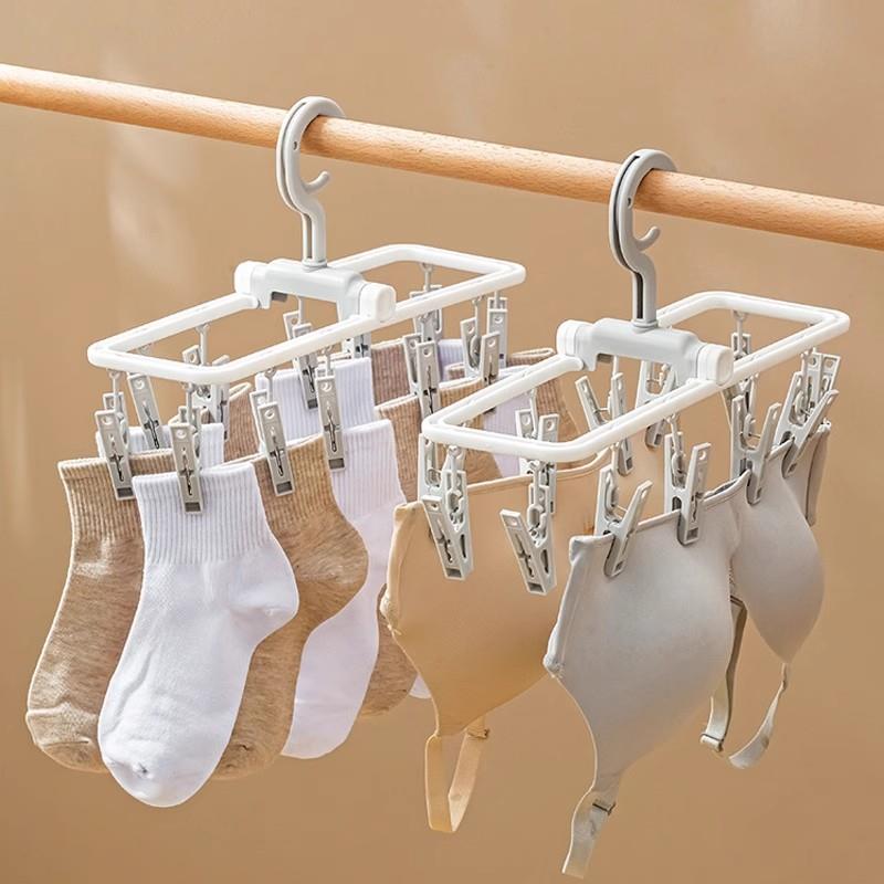 日本进口学生宿舍衣架可折叠衣架便携式晾衣架多夹旅行袜晾衣架
