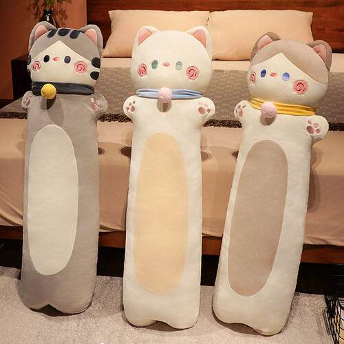 抱抱猫长条抱枕冰丝女生侧睡夹腿枕床头靠背垫圆柱可拆洗长条抱枕