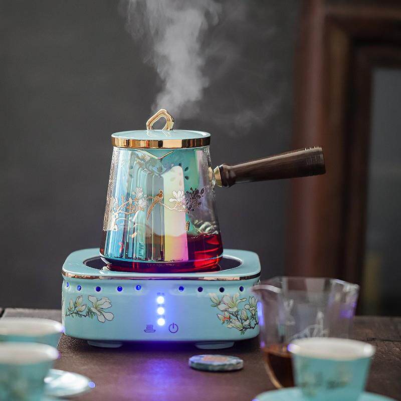 喜上眉梢侧把壶陶瓷电陶炉煮茶器网红自动茶壶茶烧水金银烧壶茶具
