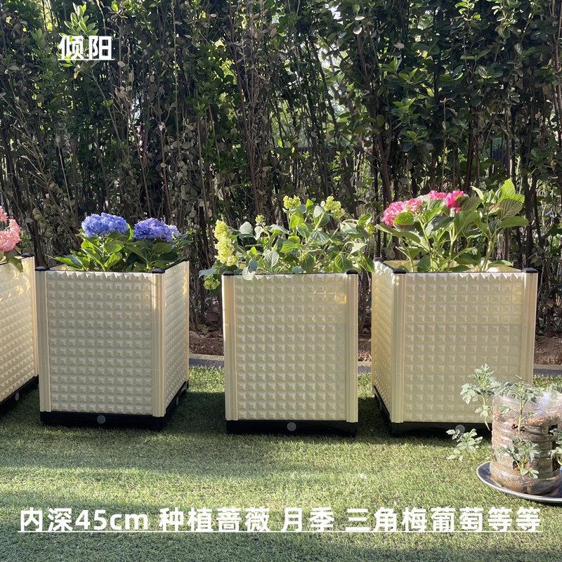 阳台露台花盆 内深45cm 种植蔷薇 月季 三角梅 茶树 葡萄等米白色