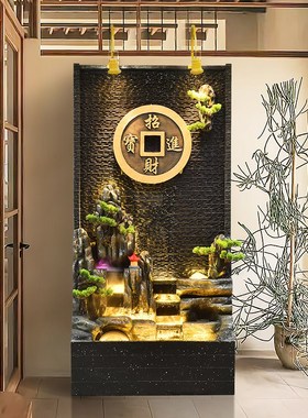 水幕墙屏风假f山流水摆件循环水客厅阳台景观酒店会所玄关装饰水