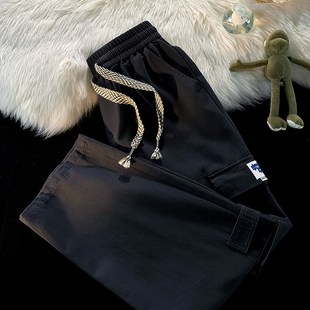 男女情侣口袋休闲 裤 月球中心美式 f潮流宽松百搭抽绳松紧直筒工装