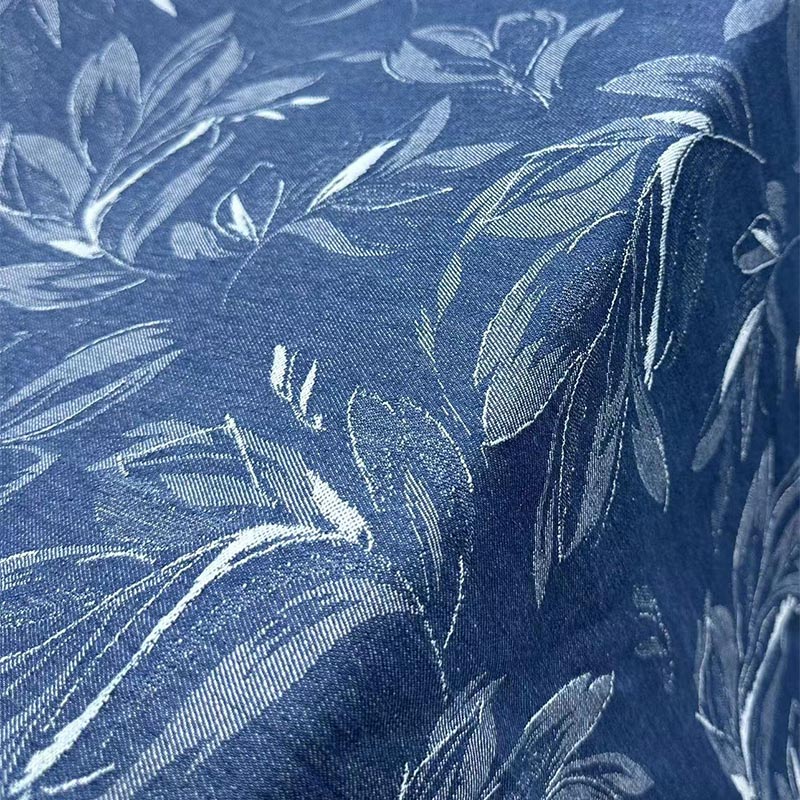 加厚款花卉纯棉提花面料免洗牛仔布料服装连衣裙外套裤装厚款面料
