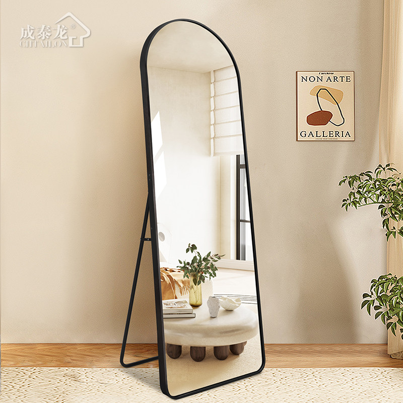 拱形全身镜子轻法式卧室客厅穿衣镜家用服装店落地试衣镜贴墙防爆