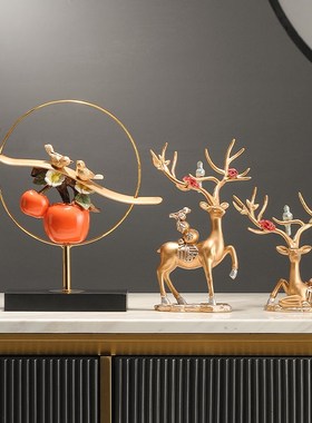 速发新中式柿柿事事如意柿v子摆件葫芦客厅酒柜装饰品搬家乔迁新