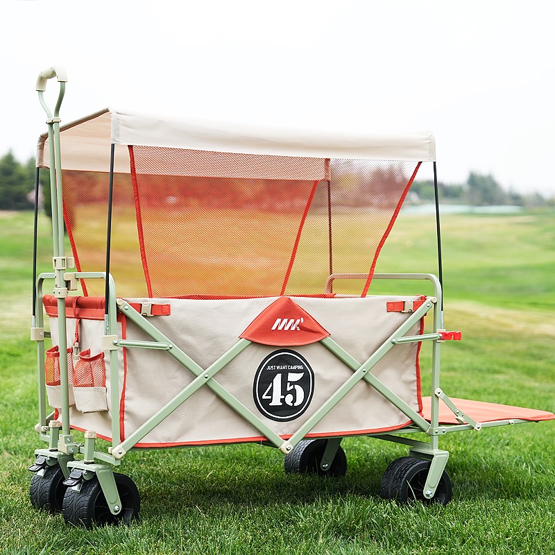 户外折叠遮阳露营车儿童可躺手推车加长后开门营地车防晒加大容量
