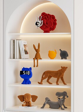 现代轻奢高级感客厅展示柜植绒摆件样板房电视柜小众多巴胺装饰品