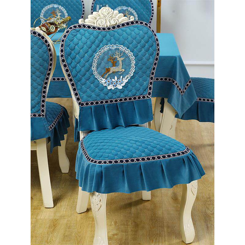 欧式餐椅套椅子垫套装布艺防滑加大厚圆桌布凳子靠背罩通用24新款