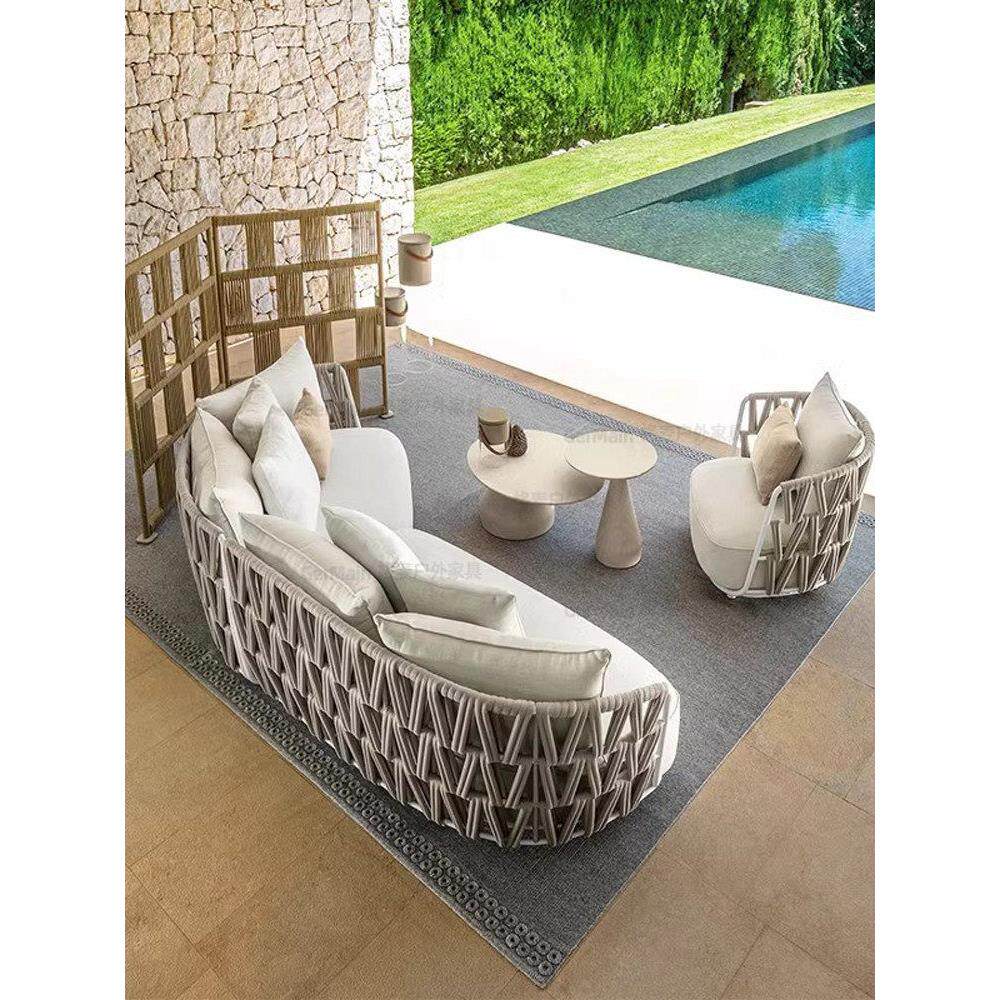 户外沙发组合别墅庭院防水防晒室外休闲露台花园阳台藤编沙发茶几