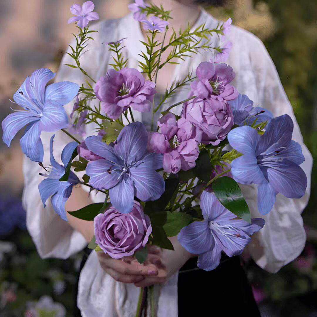 in风莫奈花园玫瑰模拟花束假插花家居装饰品客厅桌子插花装饰