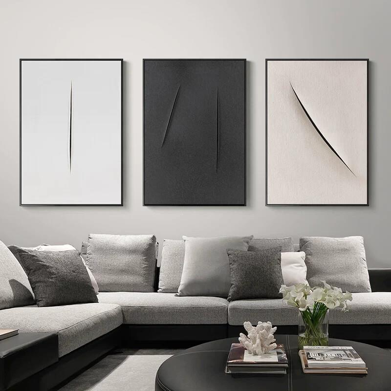 黑白抽象装饰画后现代简约创意时尚壁画极简风餐厅客厅背景墙挂画
