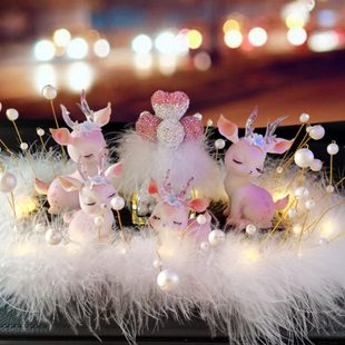饰车载女神款 高级感一路平安鹿汽车中控台装 可爱网红车内饰品摆件