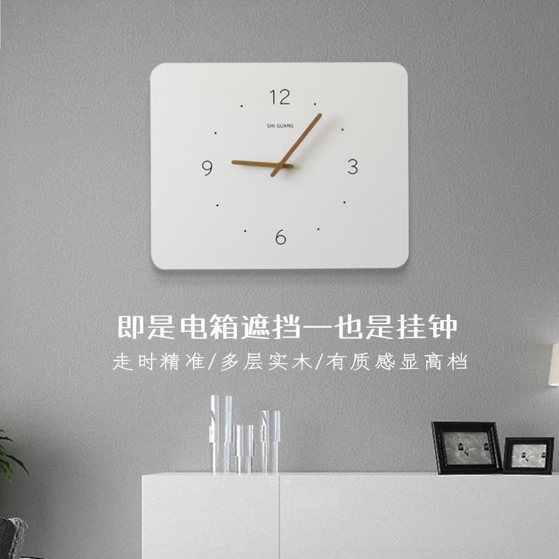 电表箱画装饰画i带钟表竖款简约挂钟空开电闸配电箱遮挡时钟免打