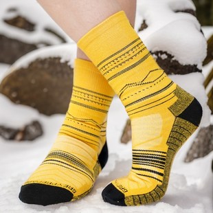 户外男女冬运动跑步袜50%美丽诺羊F毛袜单板专业滑雪袜子抑菌防臭