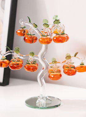 水晶琉璃柿子h树摆件现代事事如意别墅客厅酒柜玄关乔迁送礼装饰