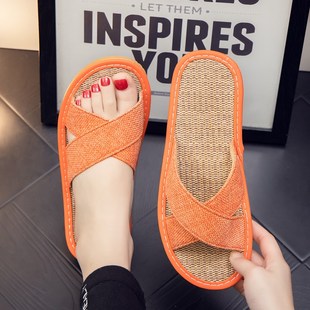 男n女家居室内家用防滑软底棉麻布艺情侣凉鞋 夏季 夏 亚麻拖鞋 欧式