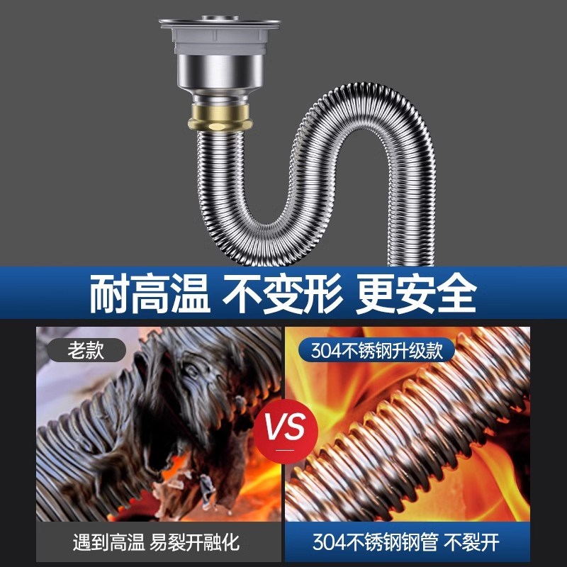 厨房洗菜盆下水管配件洗s碗池水槽排水管不锈钢下水器防臭神器套