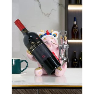 新品 饰品摆件家用客厅柜餐边柜 轻奢高d档创意生肖龙红酒架酒柜装