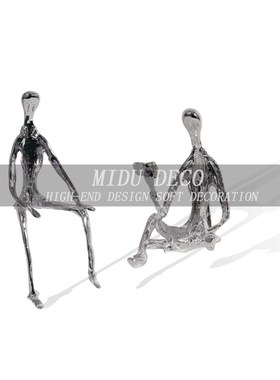 现代欧式艺术坐姿k看书人桌面创意摆件样板间卧室客厅书房软装饰