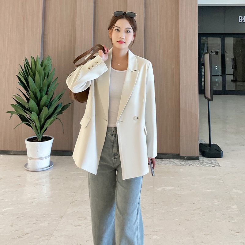 休闲西装外套女春秋202s5年新款高级感小个子白色韩版西服上衣显