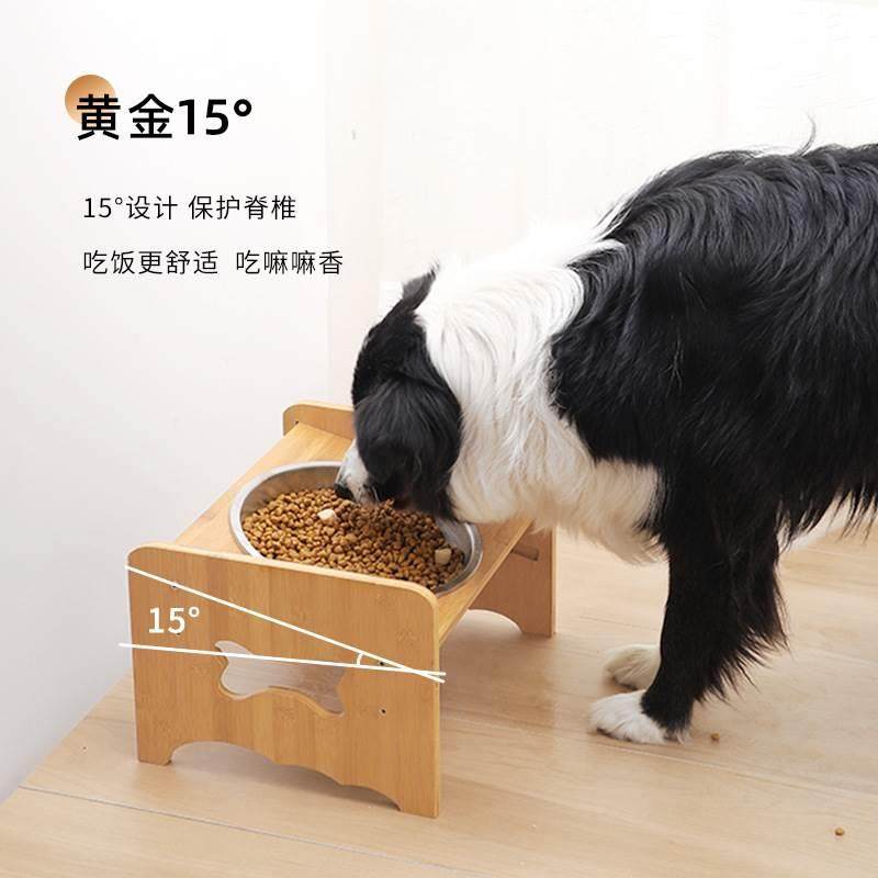 狗狗碗套装餐桌狗盆可调节防打翻高脚不锈钢狗食盆宠X物碗宠物用