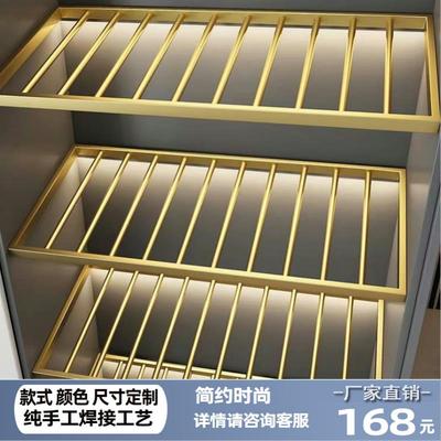 不锈钢单层红酒架酒柜木柜加装红酒斜放架高端展示架定制层板酒架