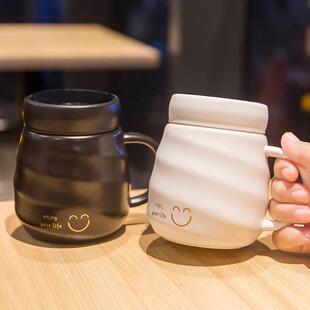 2024女士带盖杯子 情侣陶瓷马克杯家用密封茶杯办公室喝水水杯新款