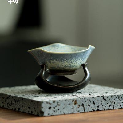 三物 疏影莲华窑变茶滤瓷孔茶漏兜一体陶瓷滤网茶隔过滤器复古风