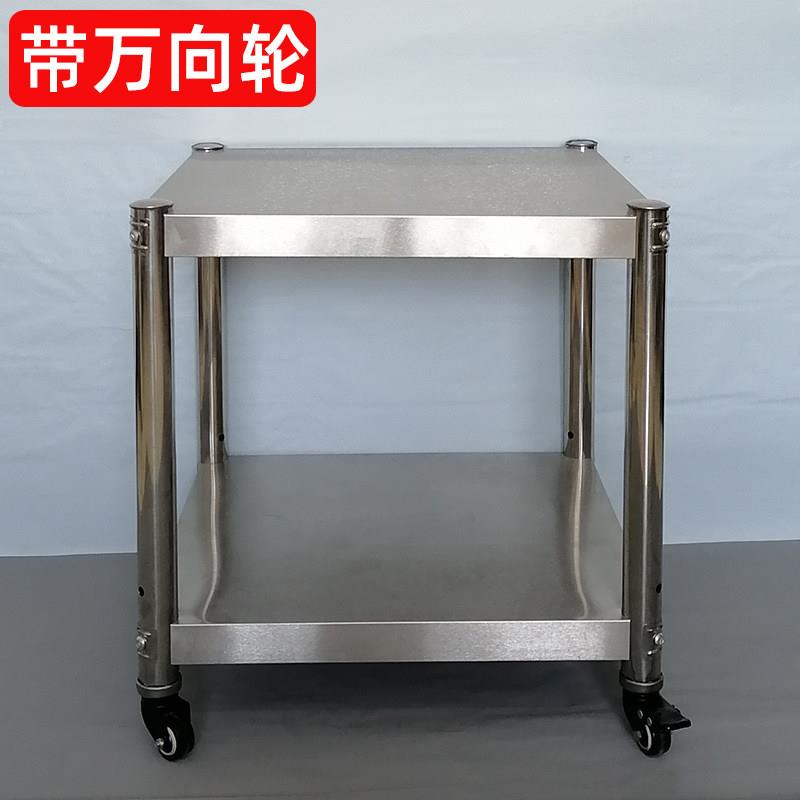不锈钢带轮收纳层架双层小型移动杂物架多功能推拉货物架家用小推