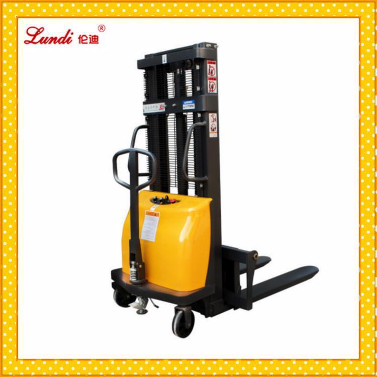 载重1吨升高1.6米半电动堆高车手推升高半电动液压堆高叉车