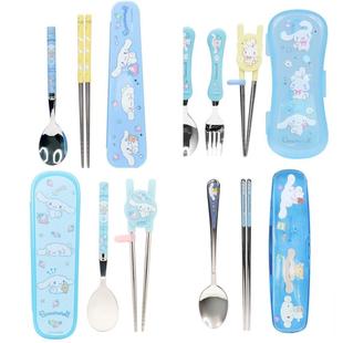 韩国库洛米玉桂狗不锈钢筷子勺子便携盒餐具套装学生收纳单人儿童