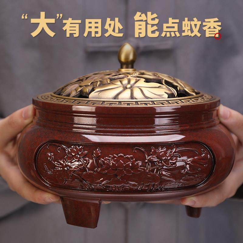 纯铜香炉家用仿古檀香炉室内供奉超大盘香炉蚊香炉供佛熏香炉摆件,家居饰品,香薰炉,淘宝优惠券,粉丝福利购,淘宝优惠卷