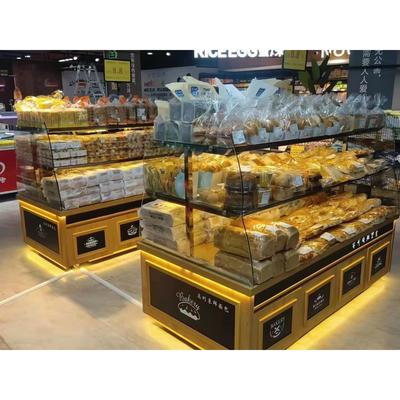 广东面包柜超市货柜面包展示柜敞开货柜中岛柜边柜面包架玻璃展柜