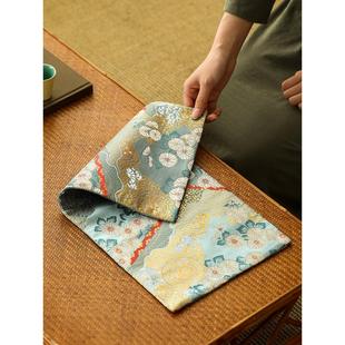 宋代美学茶垫,新中国禅宗风格,西锦金蓝编织,锦缎桌布,干泡泡