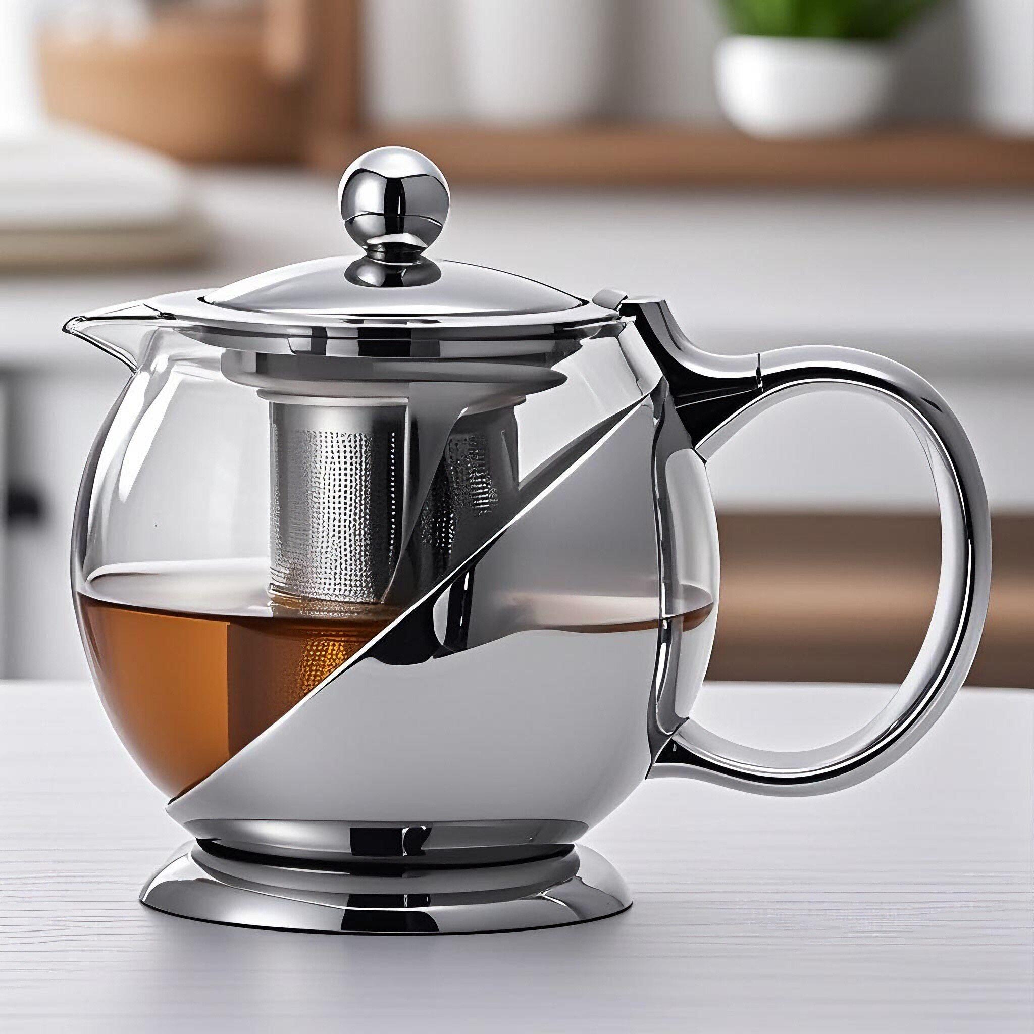 加厚耐热玻璃泡茶壶家用冲茶器不锈钢过滤红茶花茶壶大容量玻璃壶
