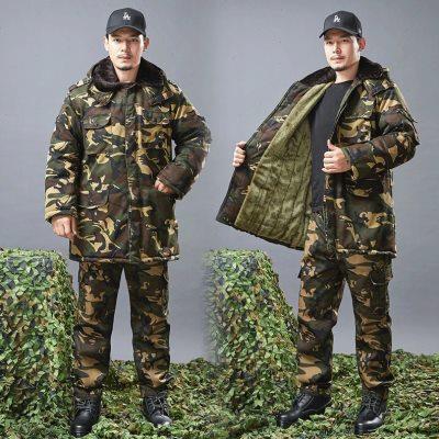 保安大衣棉大衣2020新款加绒加厚迷彩大衣中长劳保工作服棉衣男冬