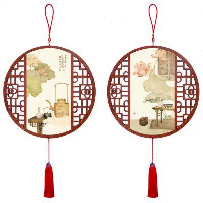 新中式荷花中国结挂件入户门玄关过道装饰画客厅茶室挂饰餐厅挂画