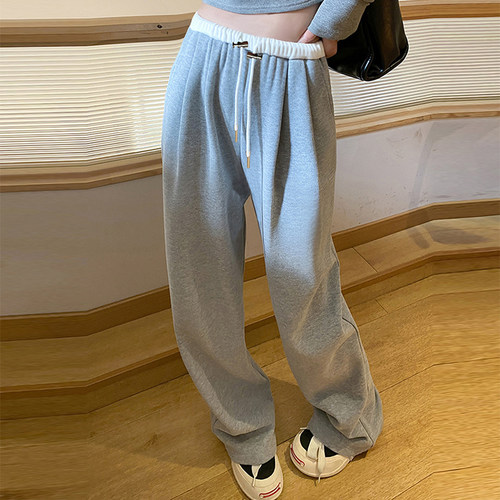 孕妇裤子秋季外穿无托腹阔腿裤初秋装2024新款春秋直筒长裤运动裤