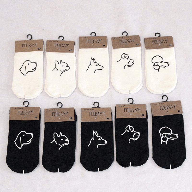 袜子男女混合装情侣低帮船袜夏季薄款黑色白O短袜矮腰卡通动漫可
